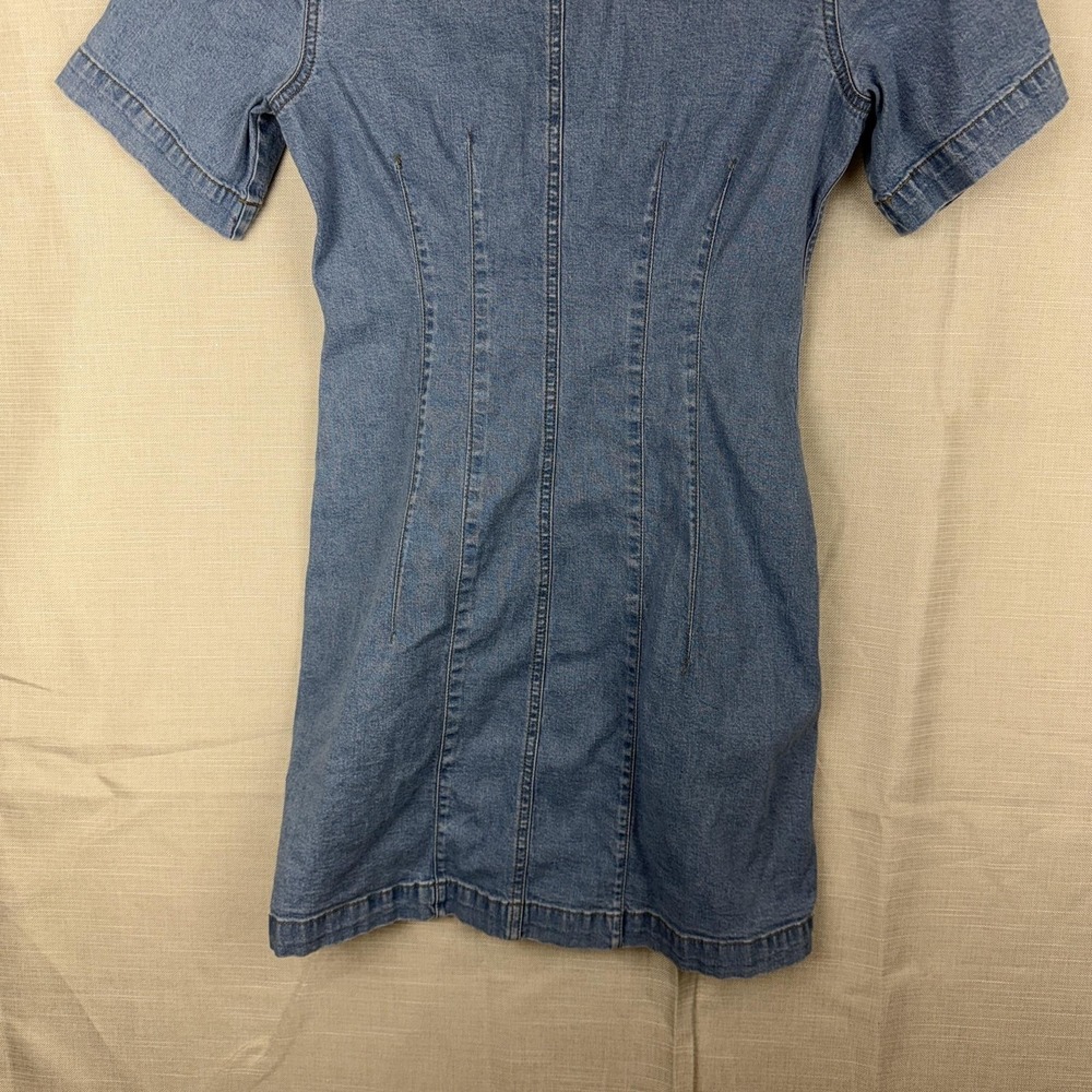 Madewell Dress Womens 2 Blue Denim Short Sleeve Snap Front Shirt Mini Stretch - Picture 16 of 16